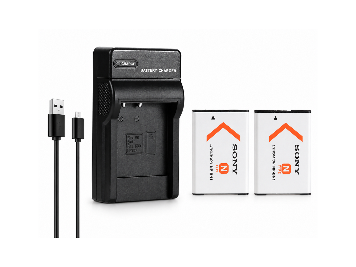 Sony NP-BN1 Replacement 2 x Battery (630mAh) & Battery Charger Kit