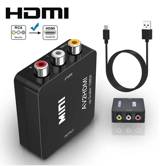 Mini RCA AV to HDMI Converter Adapter Up Scaler 1080P HDTV Bitme