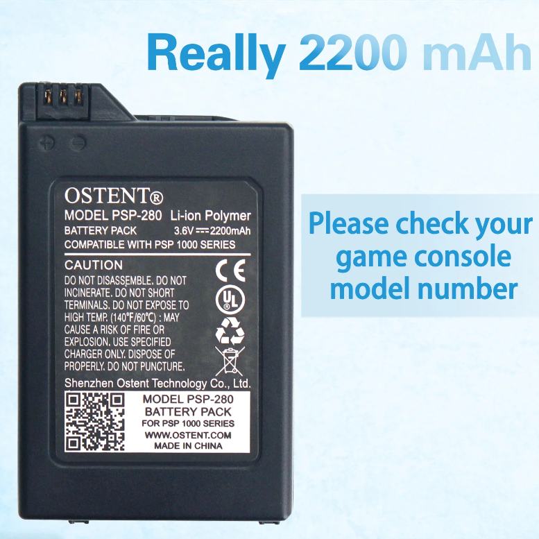 OSTENT Real 2200mAh 3.6V for Sony PSP 1000