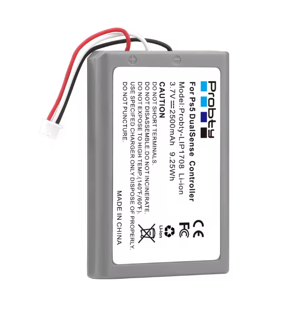 Probty battery pack with wires on a white background