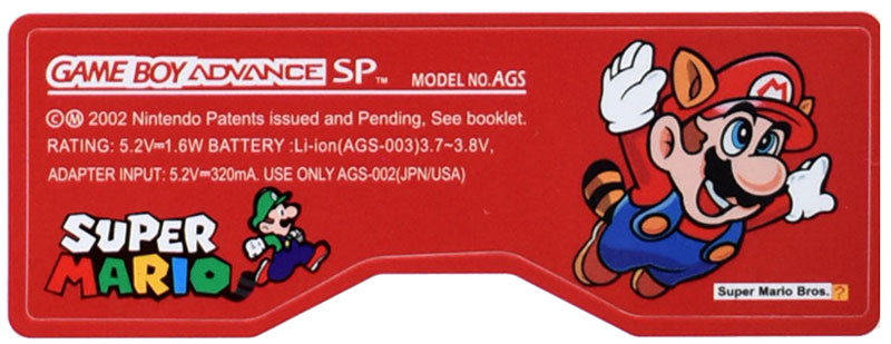 Game Boy Advance SP Stickers Mario