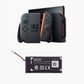 Nintendo Switch console with Joy-Con controllers and a rechargeable battery pack on a white background