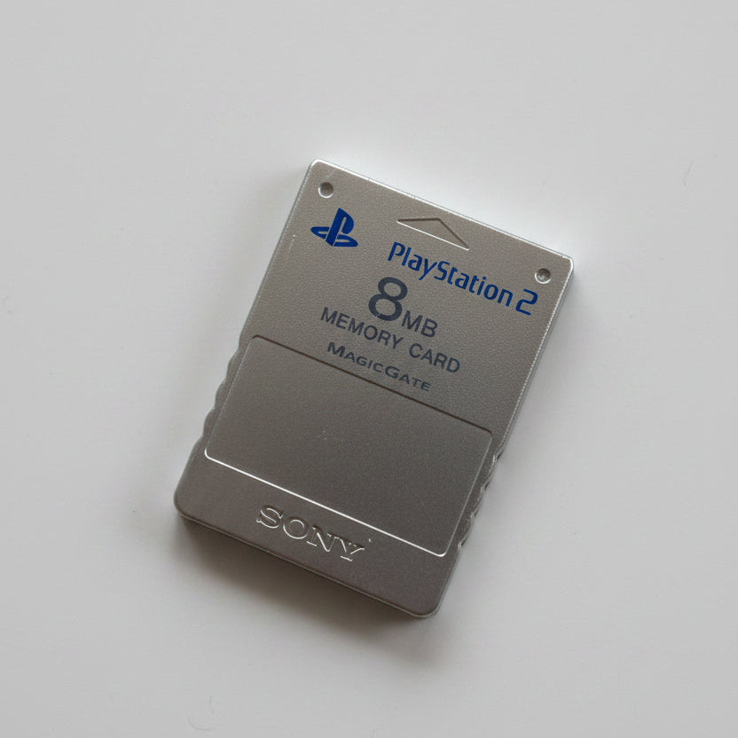 PlayStation 2 memory card on a white surface