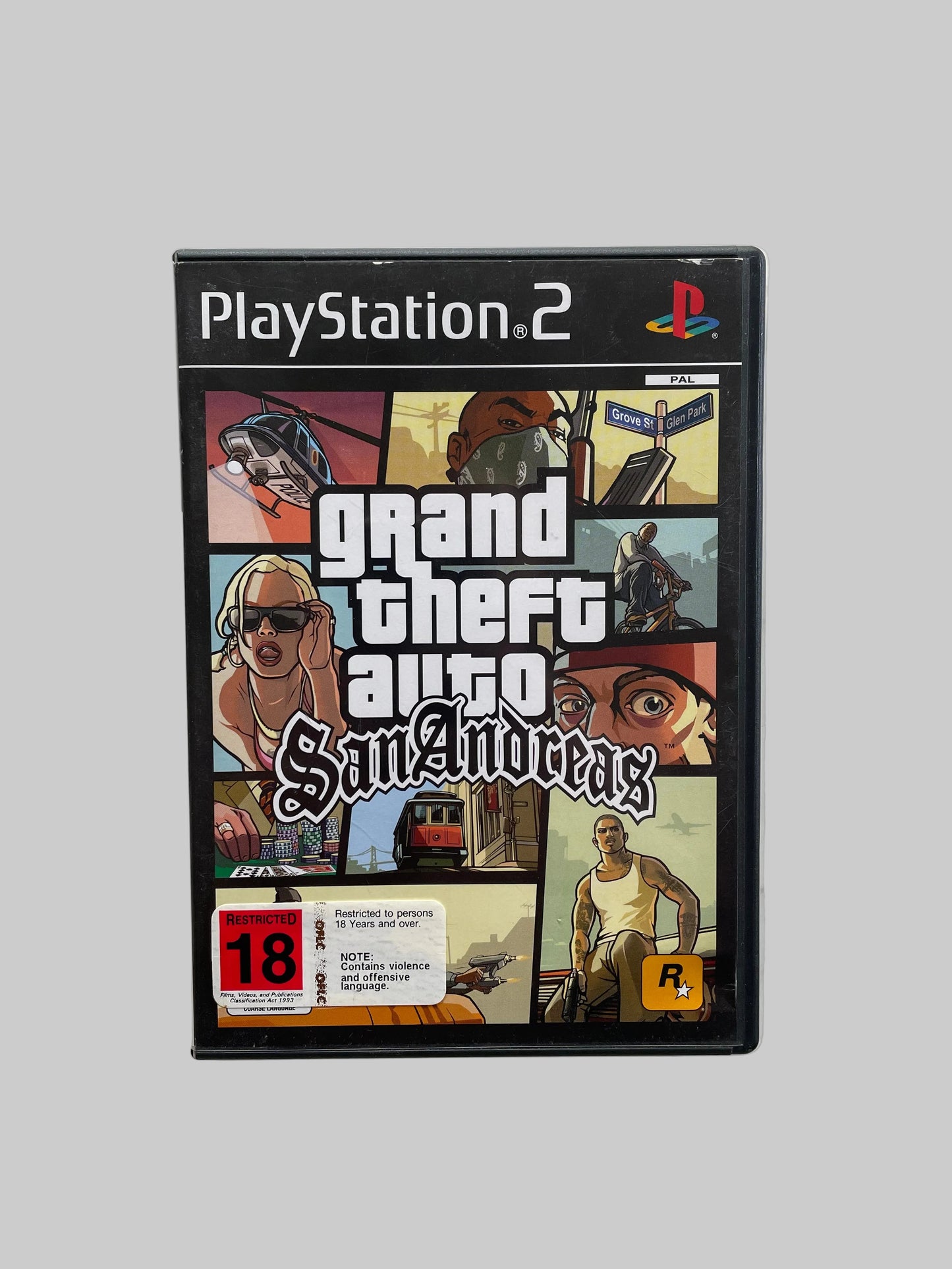 PlayStation 2 game case for 'Grand Theft Auto: San Andreas' 