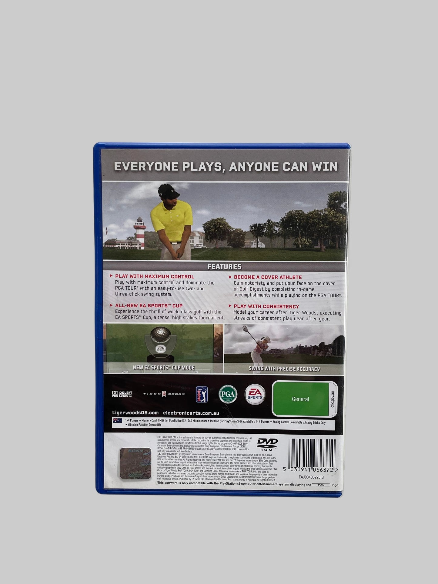 Golf video game DVD case on a 