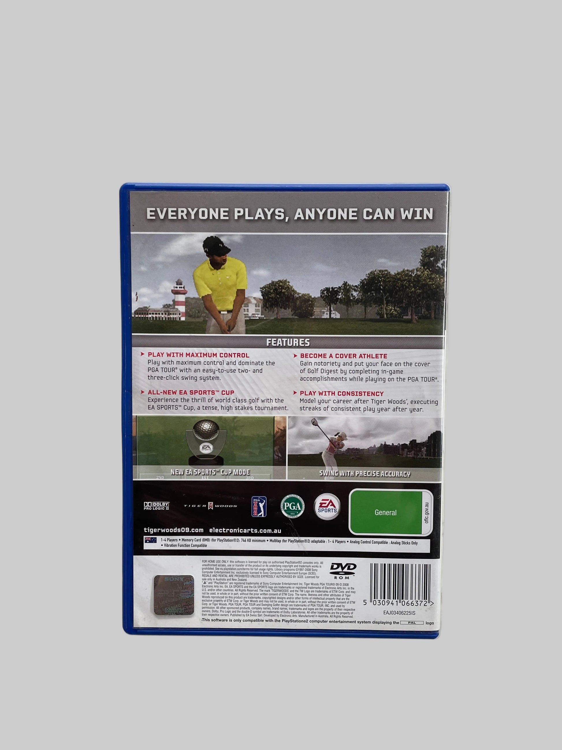 Golf video game DVD case on a 