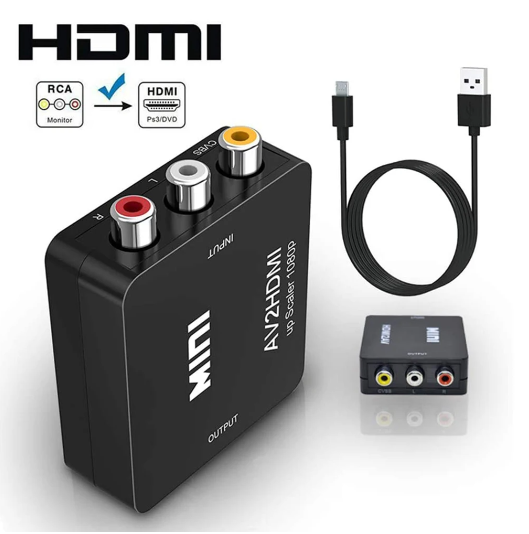 Mini RCA AV to HDMI Converter Adapter Up Scaler 1080P HDTV