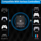 Wireless controller adapter compatible with multiple gaming controllers on a dark background